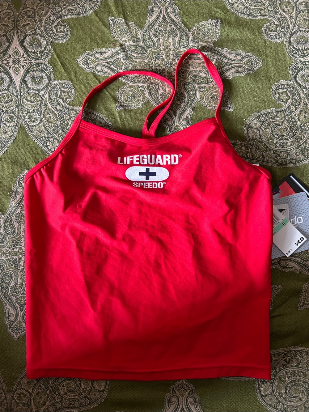 Speedo Red Lifeguard Swim Tank Top